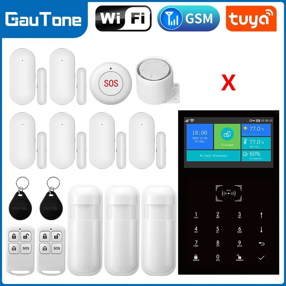 PG109 WiFi GSM Home Alarm System Tuya Smart Wireless Security Kit With 43 Inch Touch Screen 5