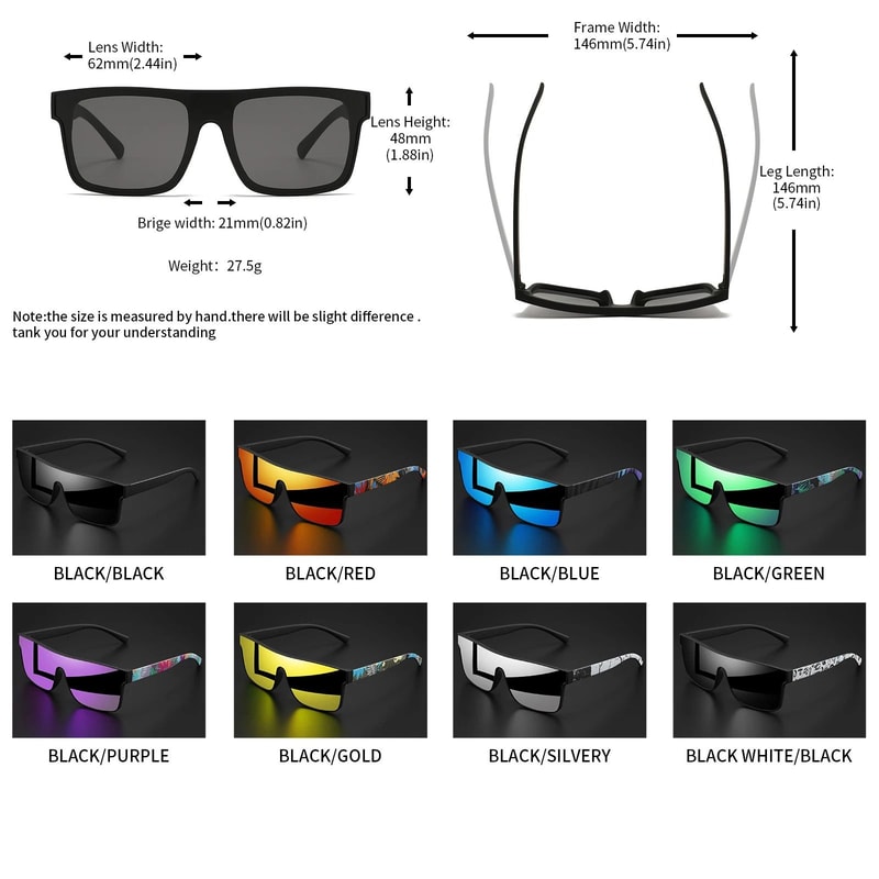 Colorful Square Sports Sunglasses UV400 Unisex One Piece Lens Outdoor Sunglasses 12