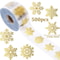 Golden Snowflake Christmas Sealing Stickers Transparent Round Adhesive Gift Packaging Roll 0