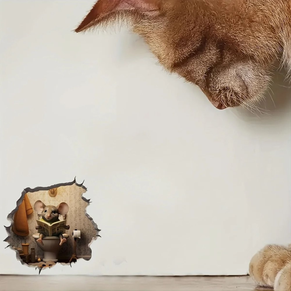 Premium 3D Mouse Hole Wall Sticker Waterproof Home Decor Decal For Walls Doors Stairs And Furniture 5