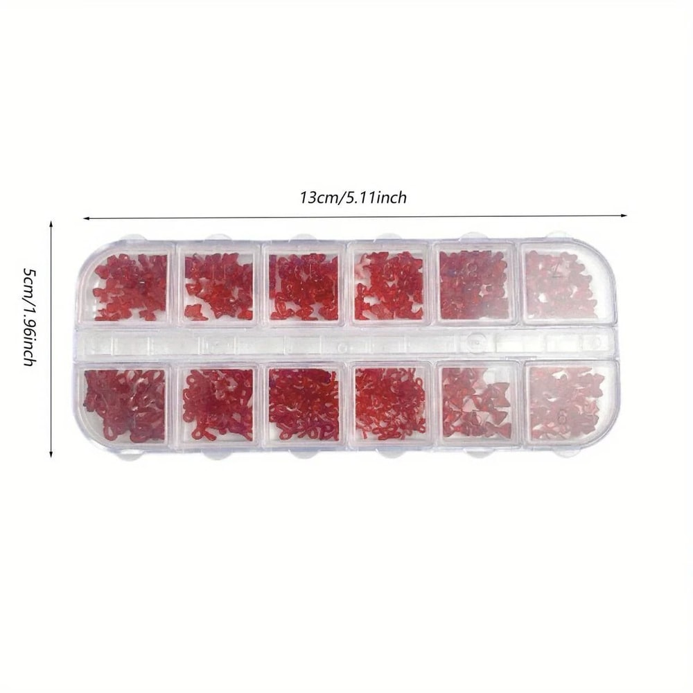 French Style Nail Art Accessories Mini Wine Red Bow DIY Nail Decorations 2