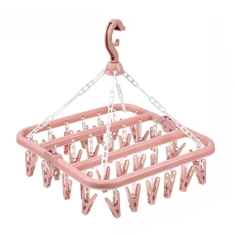 32 Clip Folding Drying Hanger Windproof Socks And Clothes Clip Organizer 3