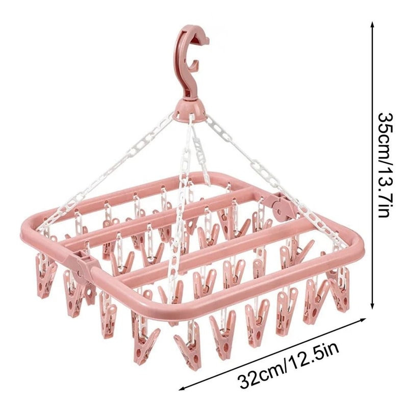 32 Clip Folding Drying Hanger Windproof Socks And Clothes Clip Organizer 4