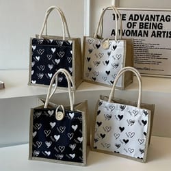 canvas tote bag linen handbag large capacity reusable shopping and beach bag with button