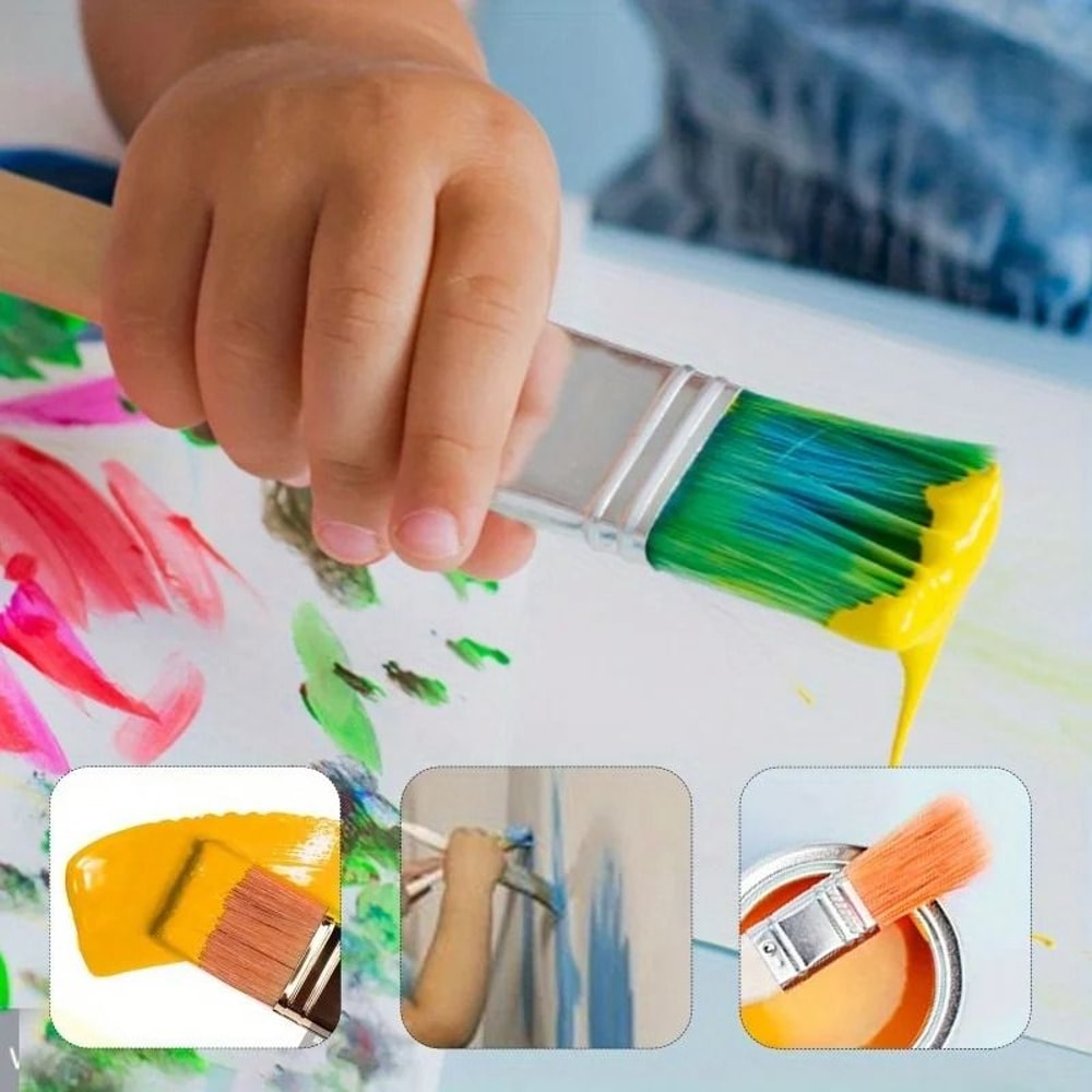 Nylon Paint Brushes Flat Brush Set Small Painting Brushes For Art DIY And Wall Painting 3