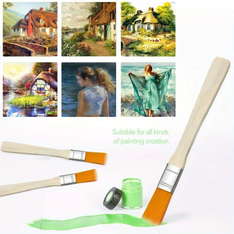 Nylon Paint Brushes Flat Brush Set Small Painting Brushes For Art DIY And Wall Painting 4