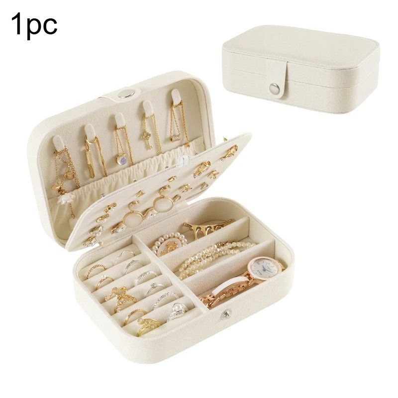 Portable Travel Jewelry Organizer Leather Jewelry Storage Box For Earrings Rings And Necklaces 2