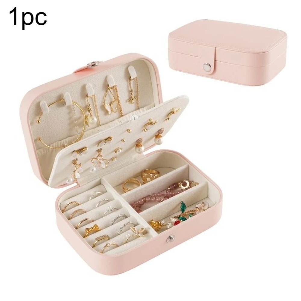Portable Travel Jewelry Organizer Leather Jewelry Storage Box For Earrings Rings And Necklaces 4