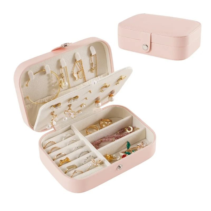 Portable Travel Jewelry Organizer Leather Jewelry Storage Box For Earrings Rings And Necklaces 8