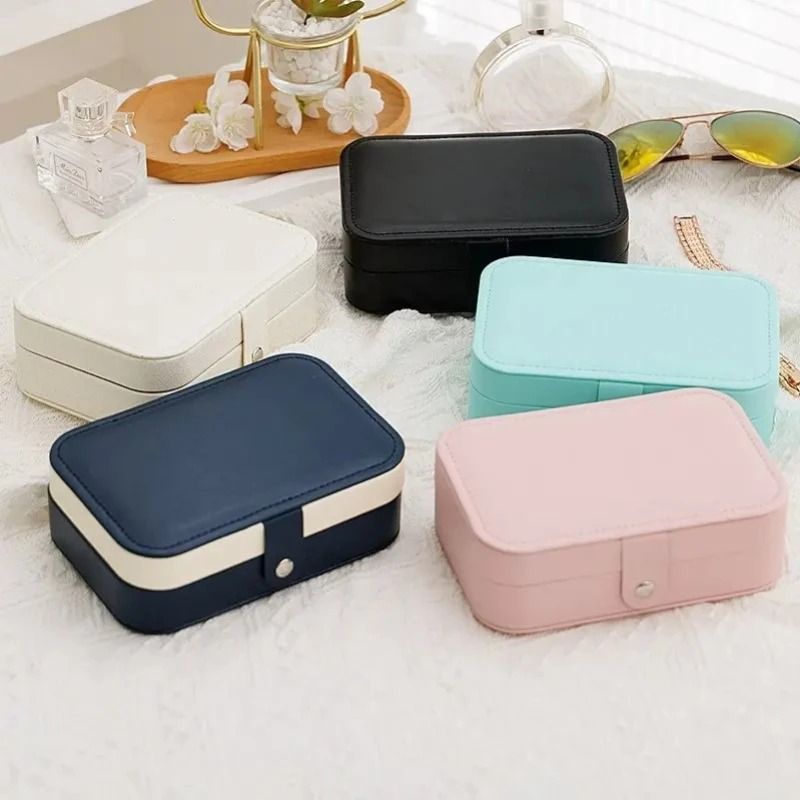 Portable Travel Jewelry Organizer Leather Jewelry Storage Box For Earrings Rings And Necklaces 7