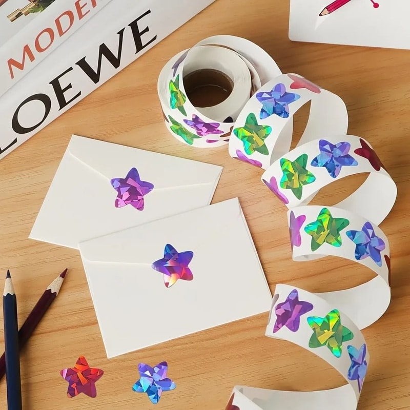 Holographic Star Stickers 500pcs Shiny Reward And DIY Craft Stickers 6