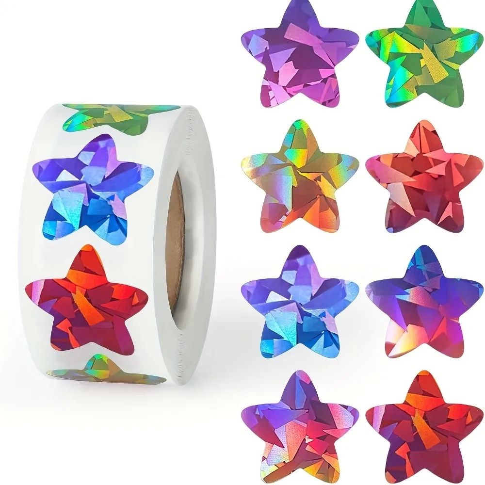 Holographic Star Stickers 500pcs Shiny Reward And DIY Craft Stickers 0