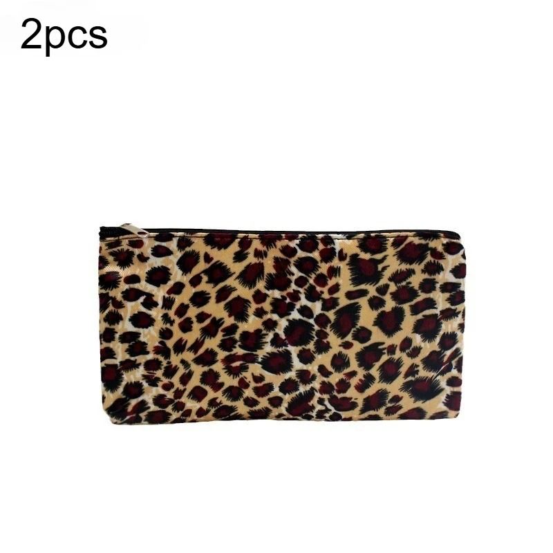 Leopard Print Makeup Bag Set Travel Cosmetic Organizer 2pcs 2