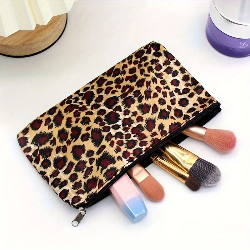 Leopard Print Makeup Bag Set Travel Cosmetic Organizer 2pcs 5