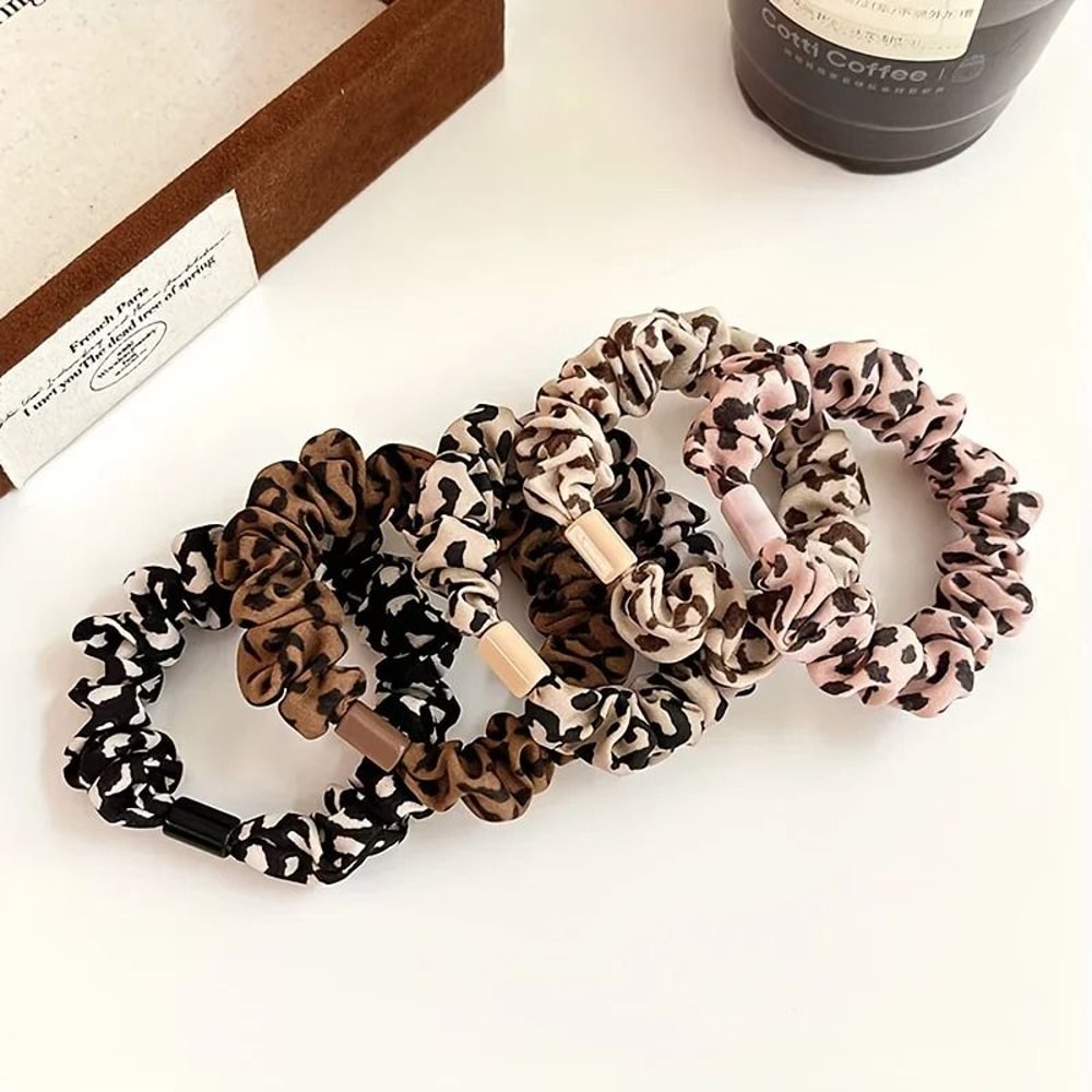 Leopard Print Elastic Hair Ties High Elastic Ponytail Holders 10pcs 4