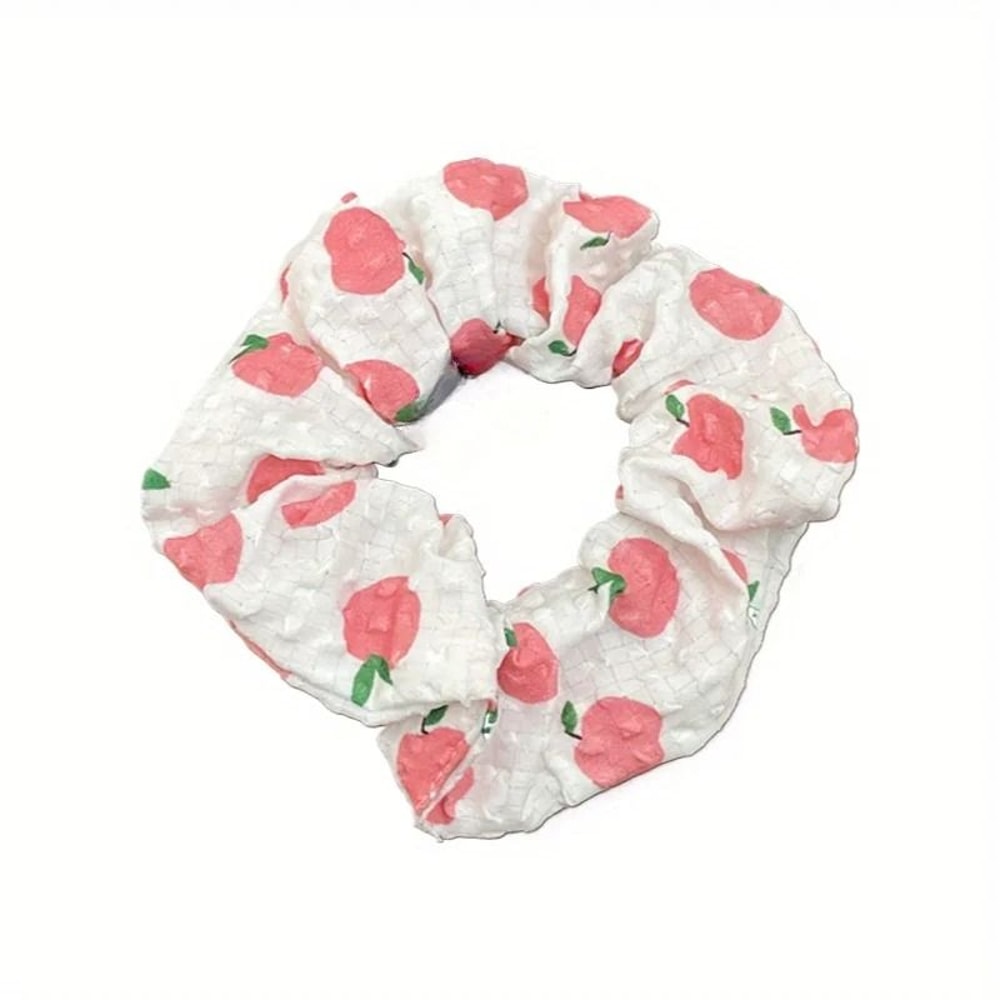 Boho Fruit Print Fabric Scrunchies Set Elegant Hair Accessories 3pcs 3