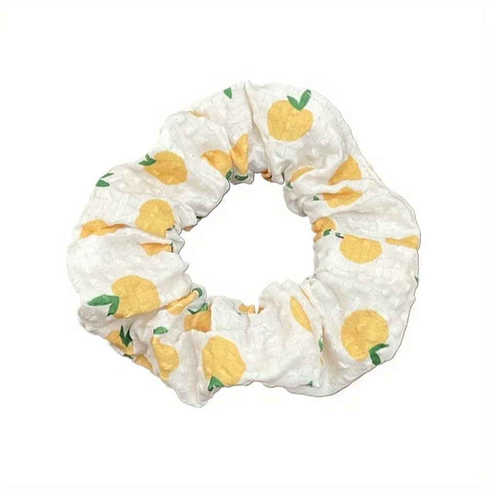 Boho Fruit Print Fabric Scrunchies Set Elegant Hair Accessories 3pcs 4