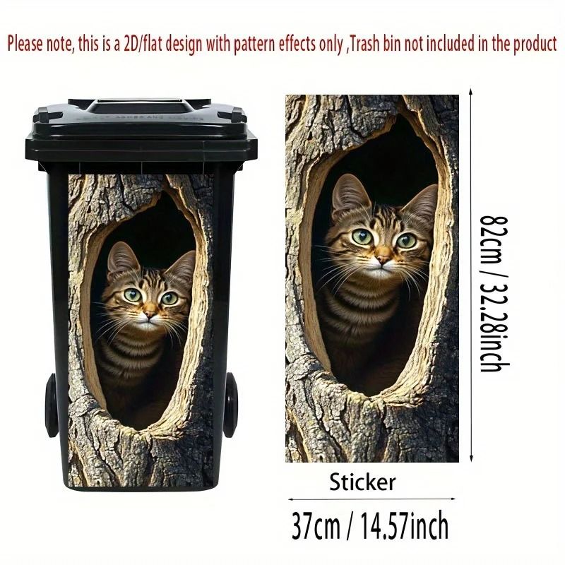Cute Raccoon Trash Can Sticker Self Adhesive Wall Decor 37x82cm 0