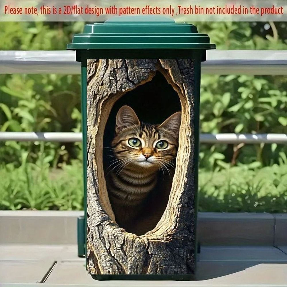 Cute Raccoon Trash Can Sticker Self Adhesive Wall Decor 37x82cm 2