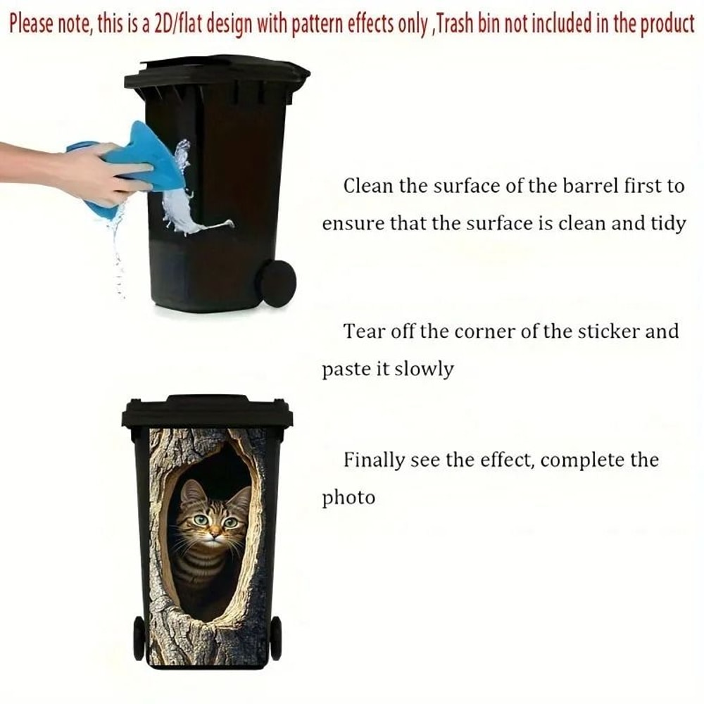 Cute Raccoon Trash Can Sticker Self Adhesive Wall Decor 37x82cm 3