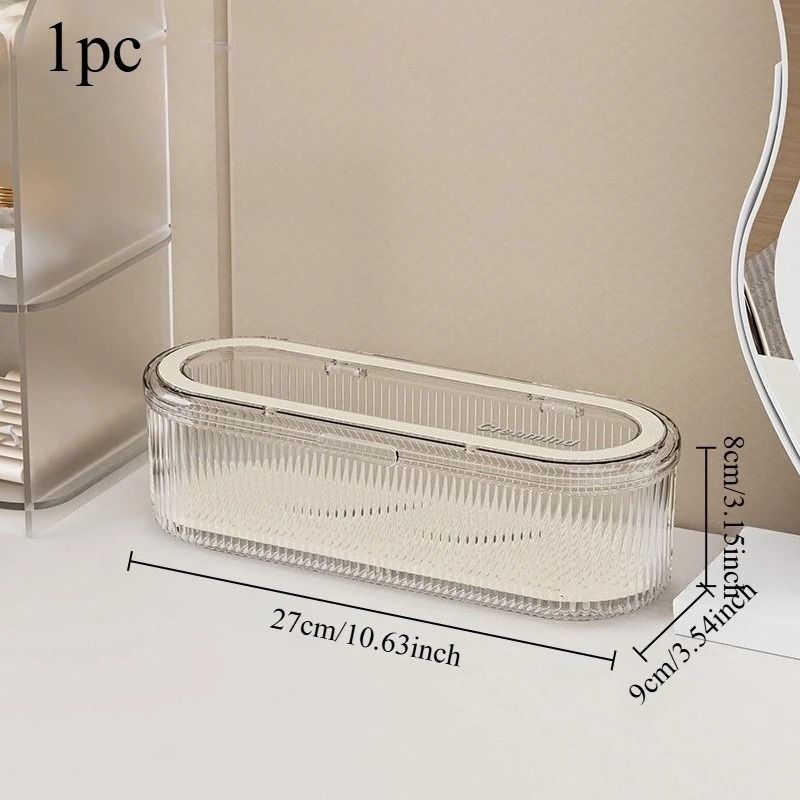 Transparent Makeup Brush Organizer With Lid Dustproof Acrylic Holder 0