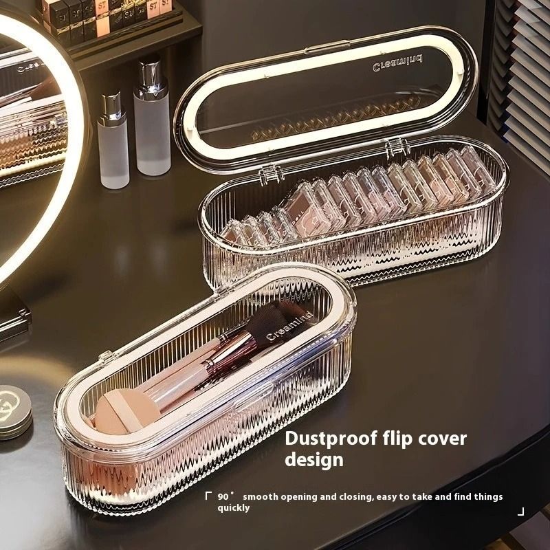 Transparent Makeup Brush Organizer With Lid Dustproof Acrylic Holder 2