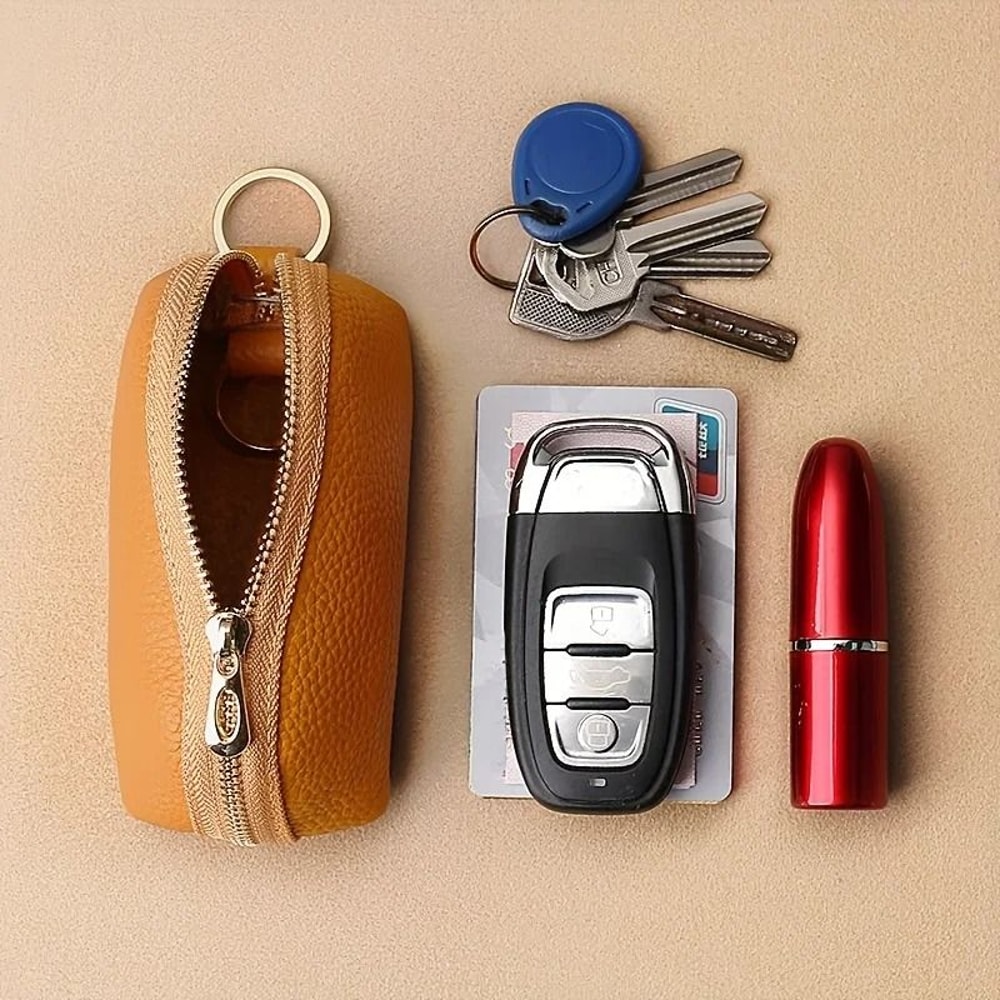Compact Womens Wallet Key Holder With Zipper Card Organizer 8