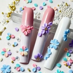 150pcs 3d nail art charm kit with acrylic petals and rhinestones