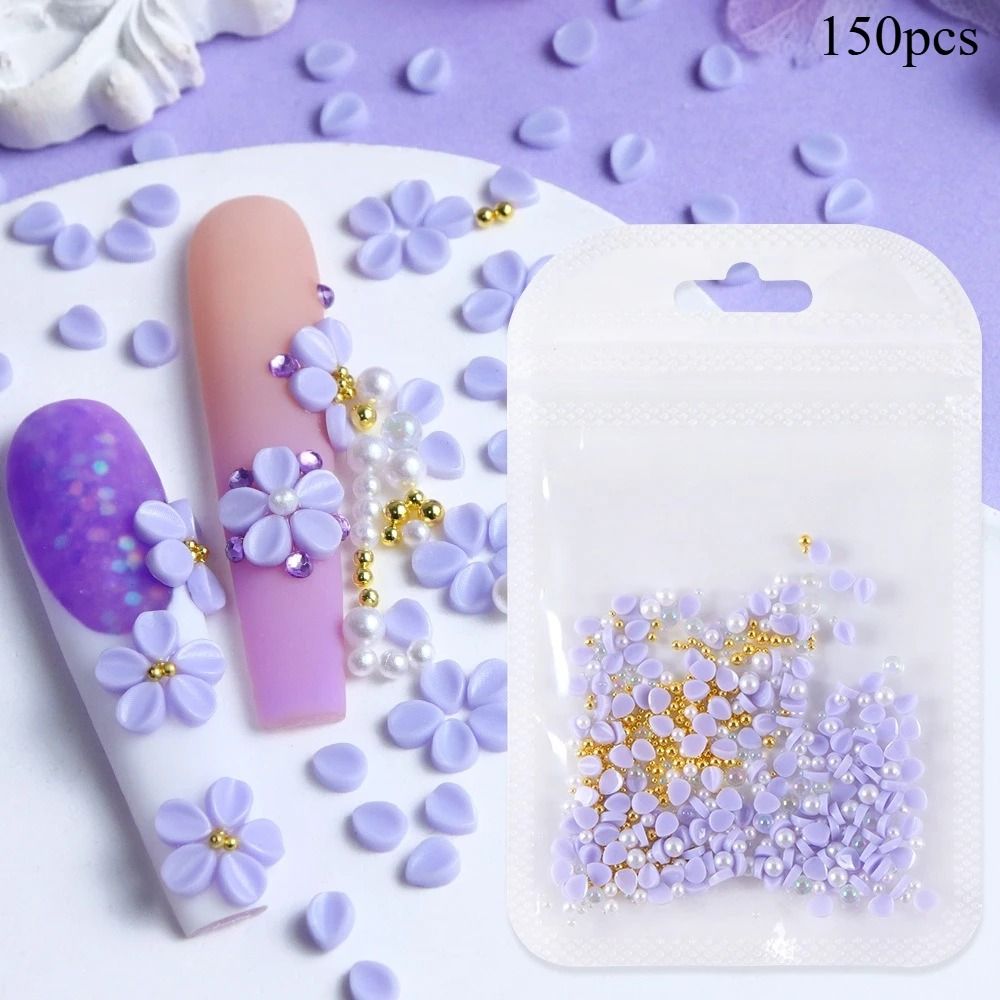 150pcs 3D Nail Art Charm Kit With Acrylic Petals And Rhinestones 4