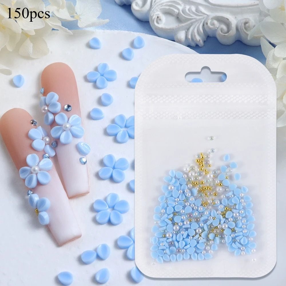 150pcs 3D Nail Art Charm Kit With Acrylic Petals And Rhinestones 3