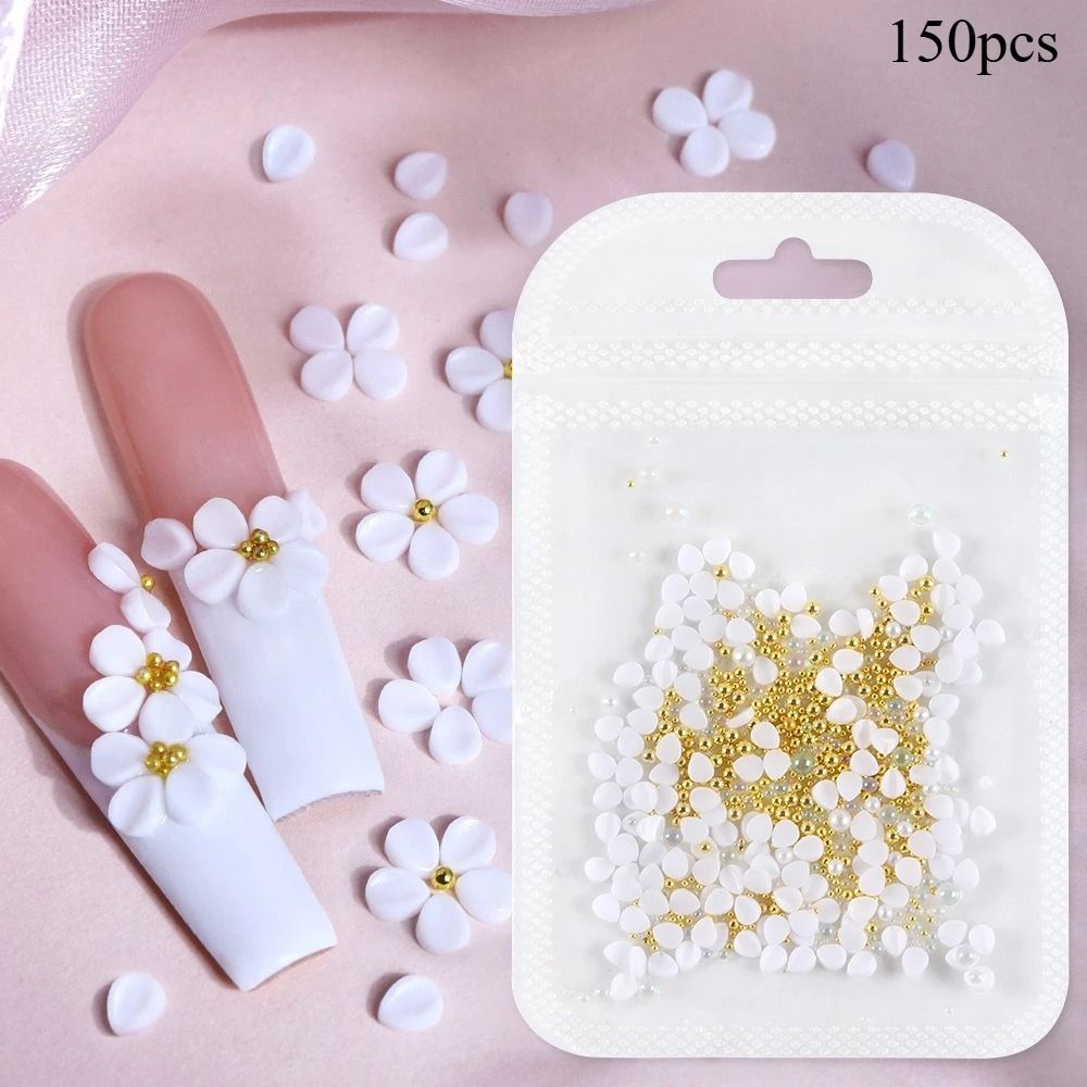 150pcs 3D Nail Art Charm Kit With Acrylic Petals And Rhinestones 1