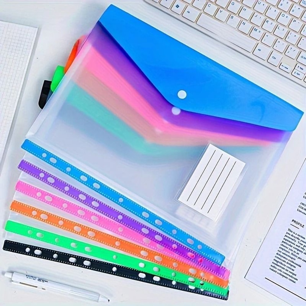 A4 Expanding File Folder Set Push Button Document Organizer For Office And School 4