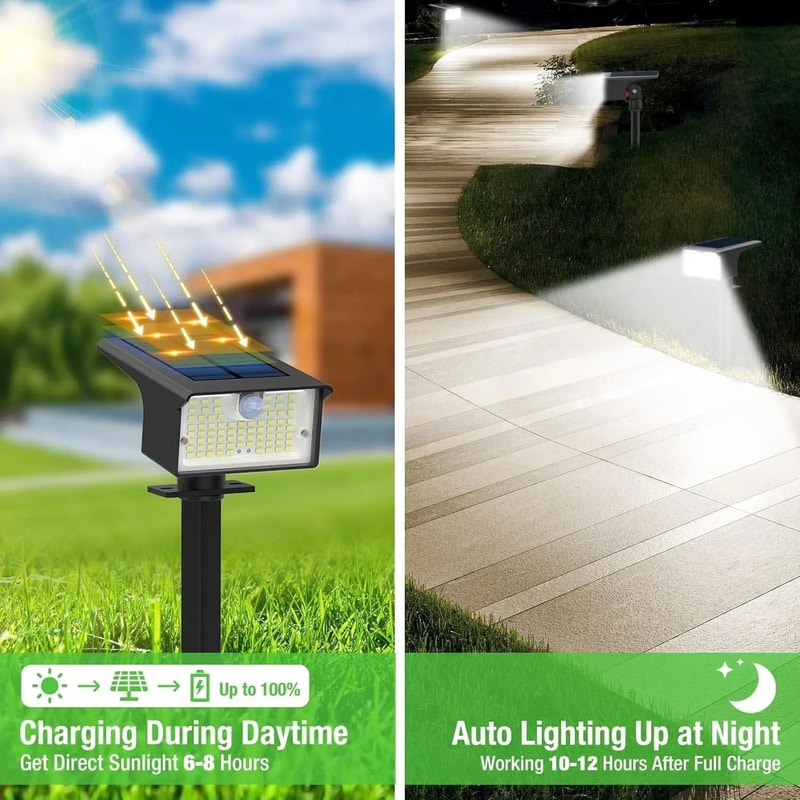 Solar Motion Sensor Spot Lights Outdoor Waterproof Garden Landscape Lights 7