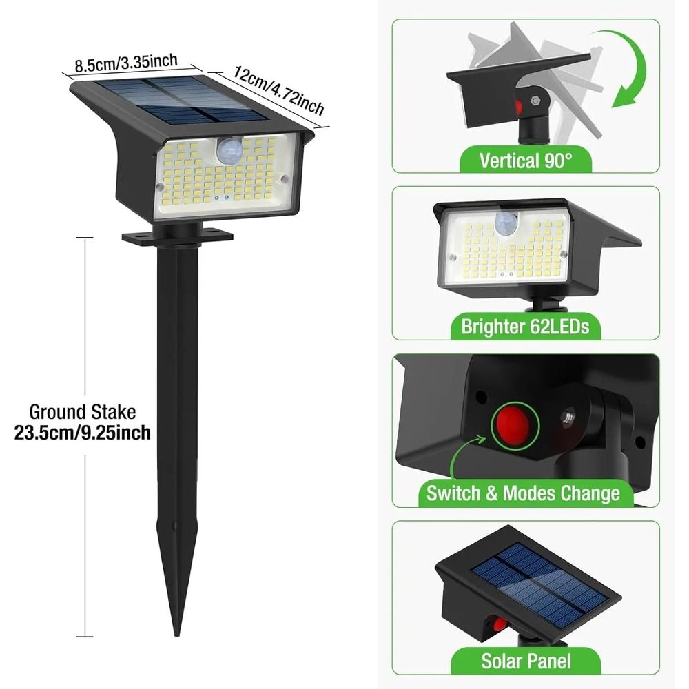 Solar Motion Sensor Spot Lights Outdoor Waterproof Garden Landscape Lights 8