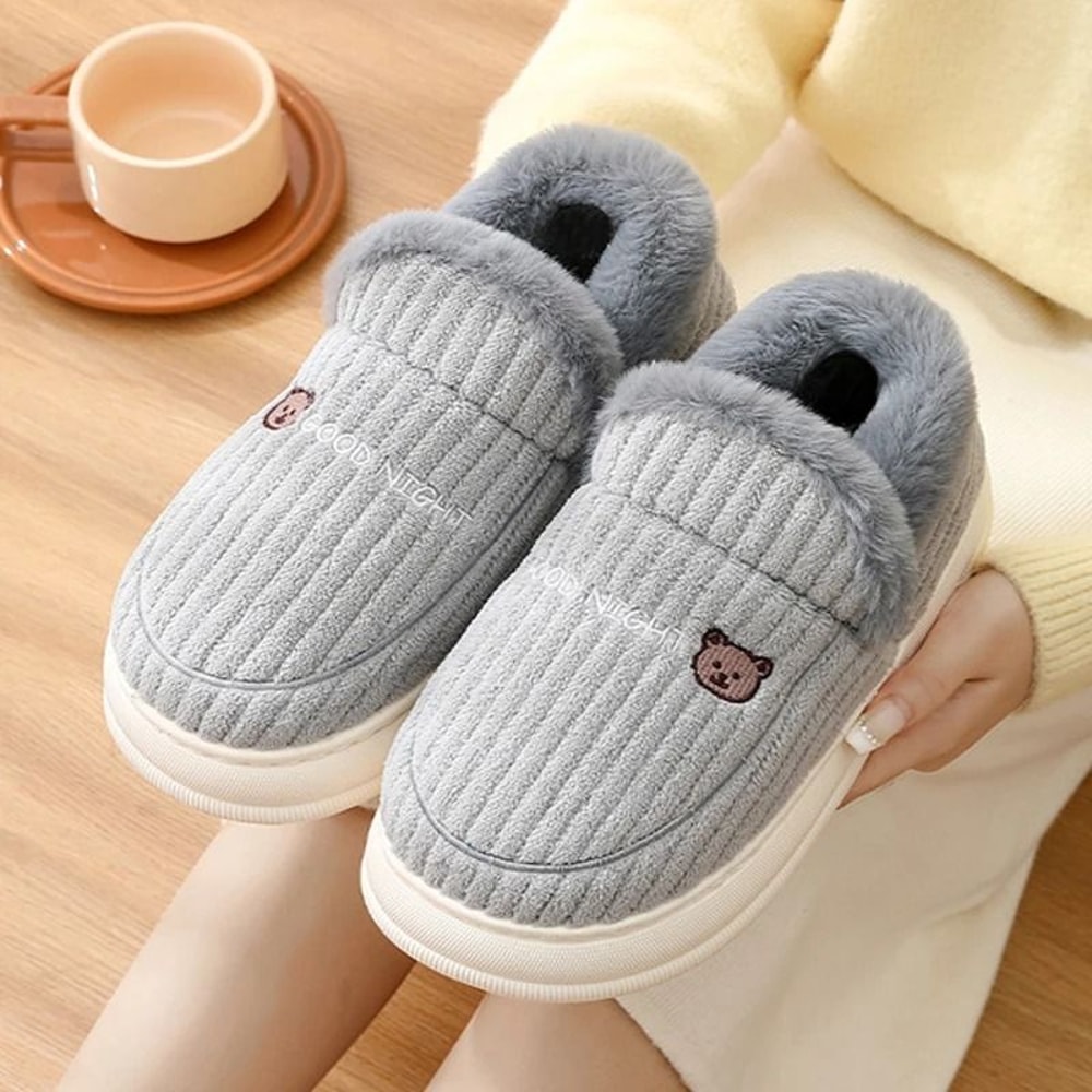 Winter Fuzzy Plush House Slippers For Women Warm Soft Sole Indoor Shoes 5