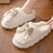 Winter Warm Fur Slippers For Women Soft Plush Bow Indoor House Shoes 1