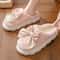 Winter Warm Fur Slippers For Women Soft Plush Bow Indoor House Shoes 2