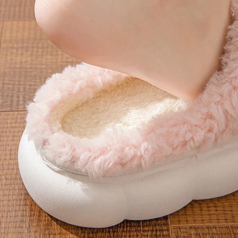 Winter Warm Fur Slippers For Women Soft Plush Bow Indoor House Shoes 8