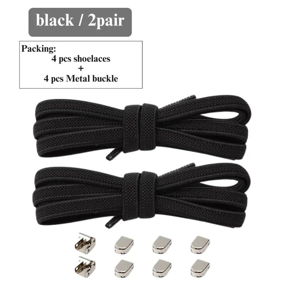 Elastic No Tie Shoe Laces With Metal Buckles For Sports And Casual Shoes 3