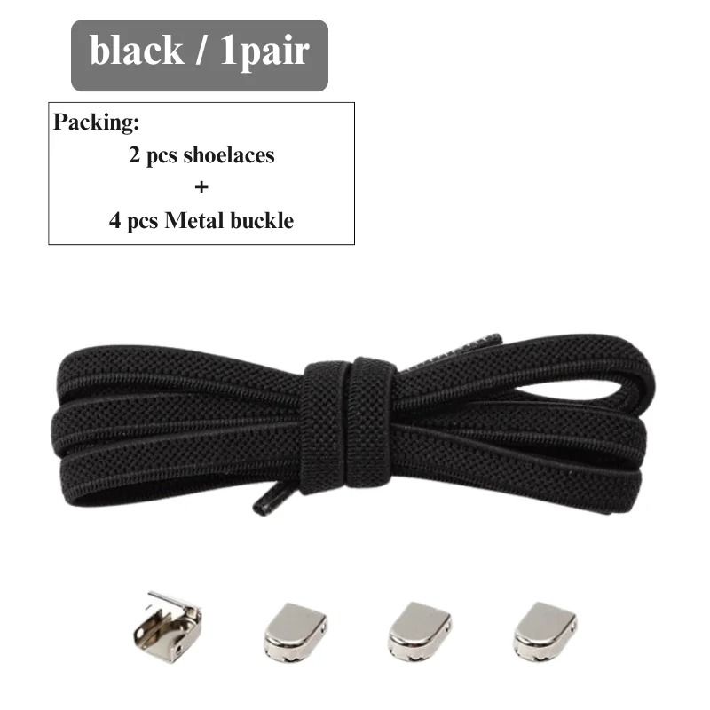 Elastic No Tie Shoe Laces With Metal Buckles For Sports And Casual Shoes 1