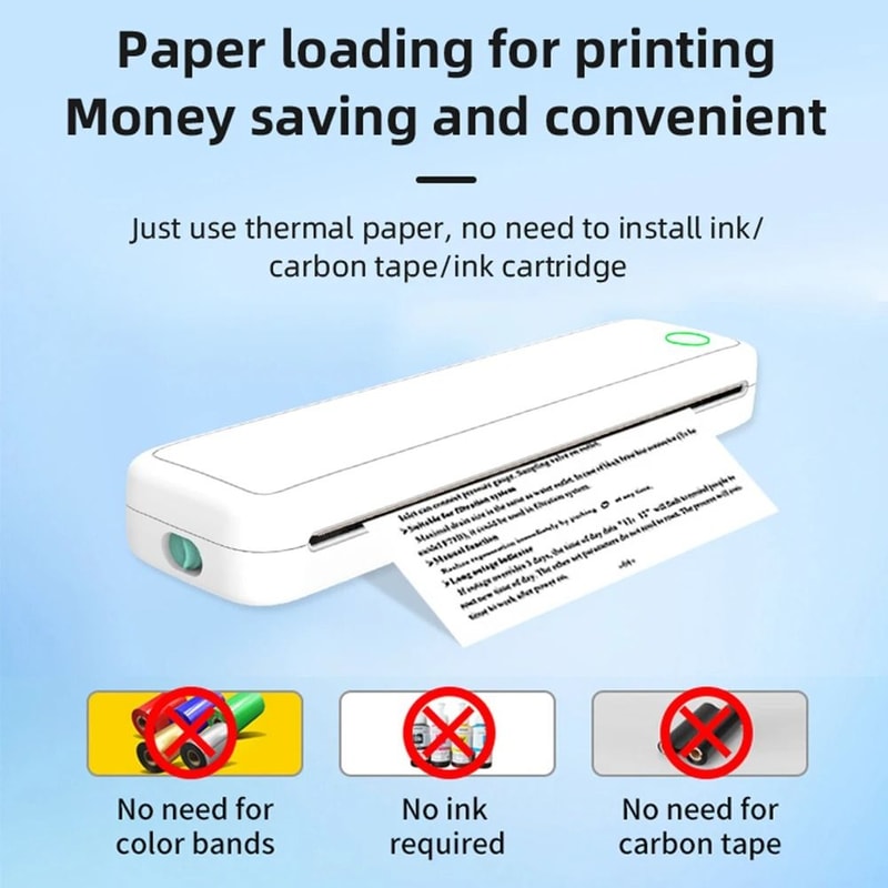 Portable A4 Thermal Printer Inkless Mini Printer For Phone PC And Tattoo Transfer 5