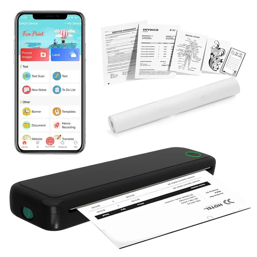 Portable A4 Thermal Printer Inkless Mini Printer For Phone PC And Tattoo Transfer 0