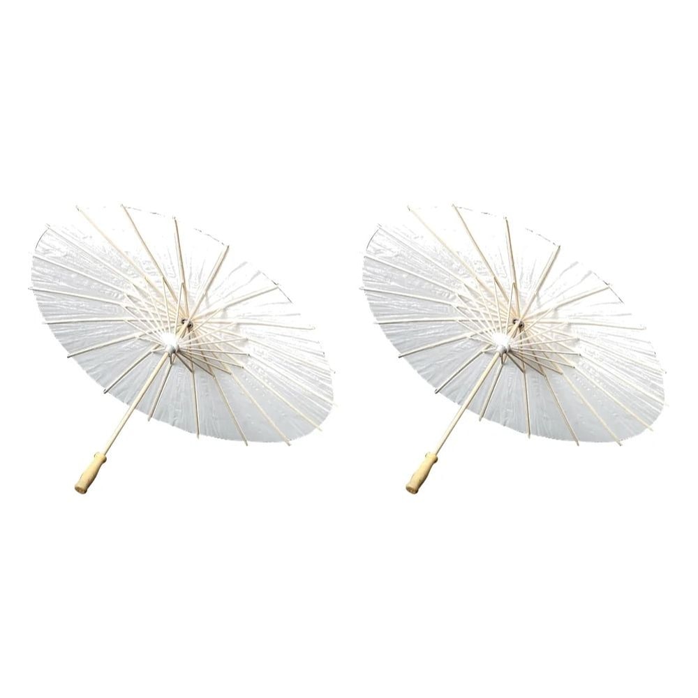 White Paper Wedding Umbrella With Wooden Handle DIY Photography Prop 8