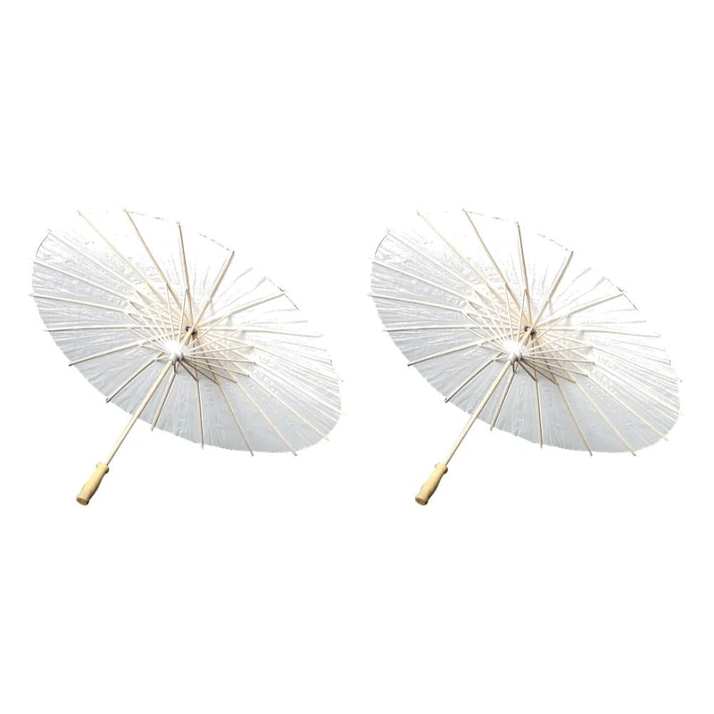 White Paper Wedding Umbrella With Wooden Handle DIY Photography Prop 8