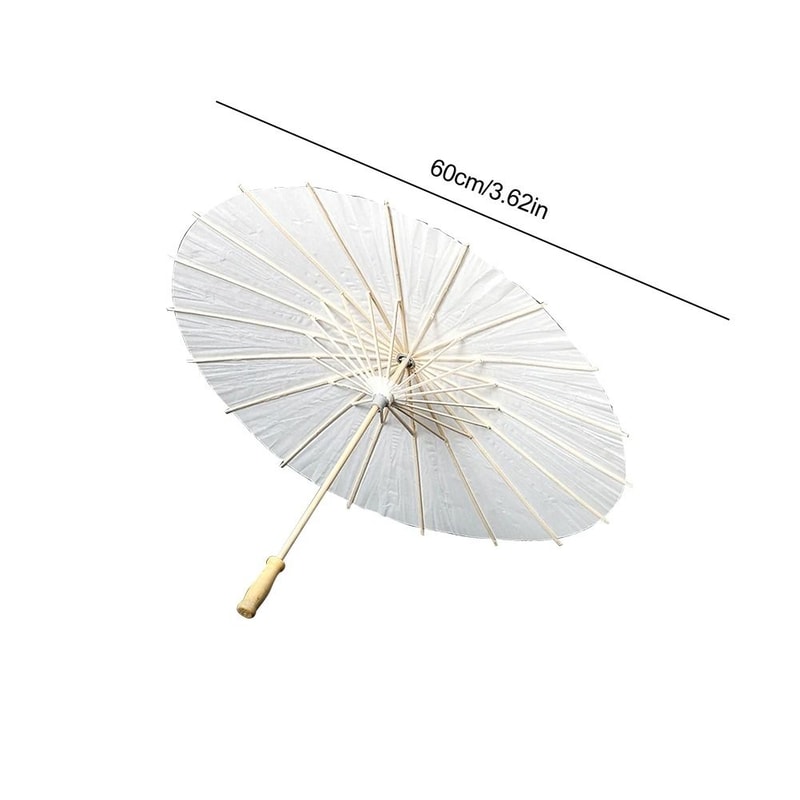 White Paper Wedding Umbrella With Wooden Handle DIY Photography Prop 7