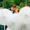 White Paper Wedding Umbrella With Wooden Handle DIY Photography Prop 14