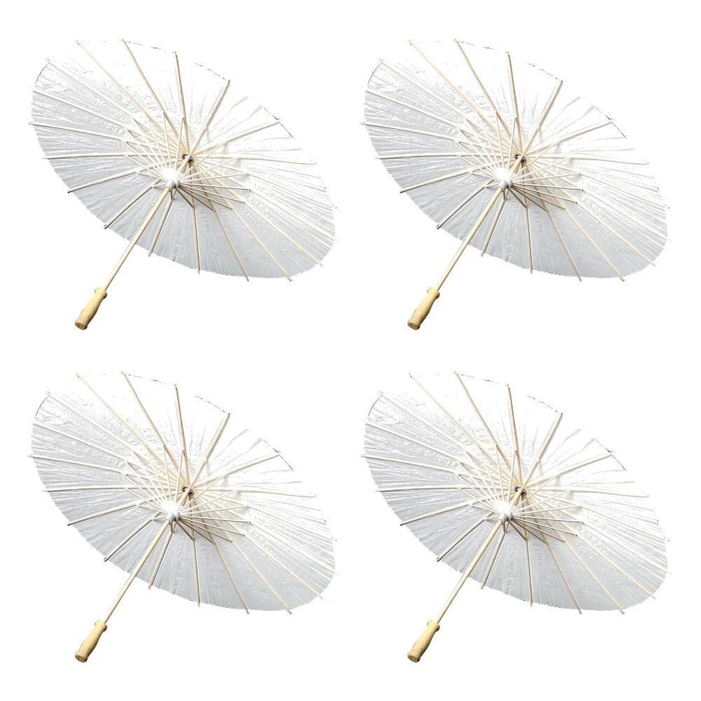 White Paper Wedding Umbrella With Wooden Handle DIY Photography Prop 9
