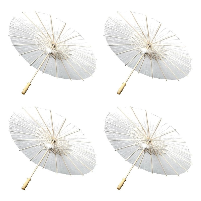 White Paper Wedding Umbrella With Wooden Handle DIY Photography Prop 9