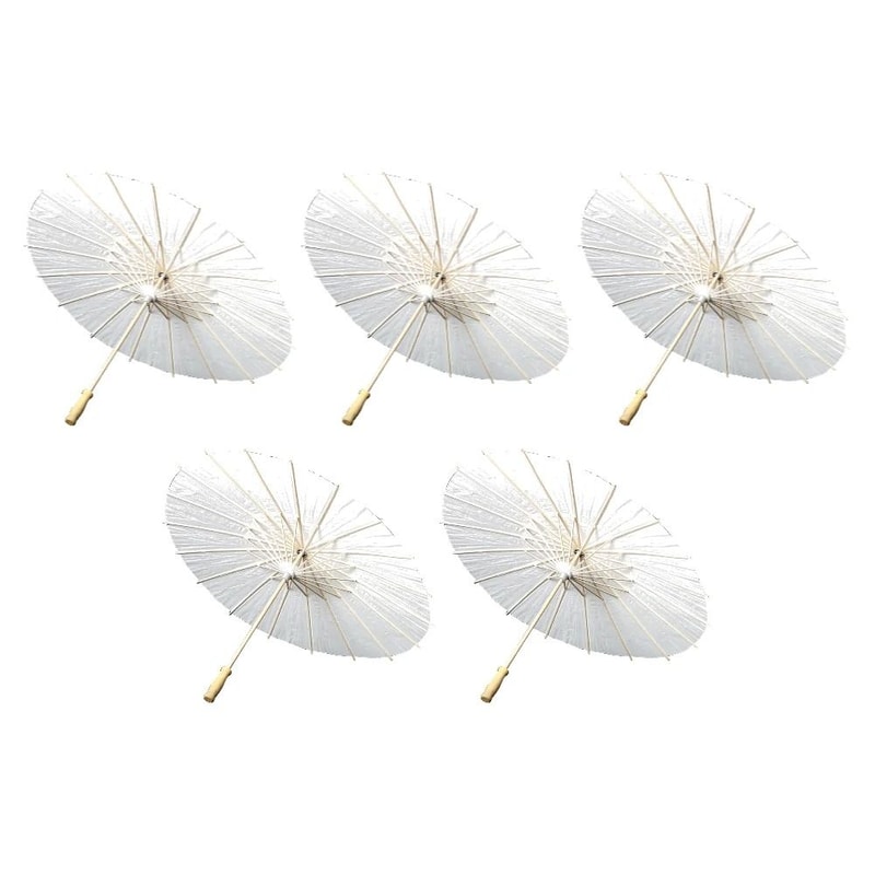 White Paper Wedding Umbrella With Wooden Handle DIY Photography Prop 10