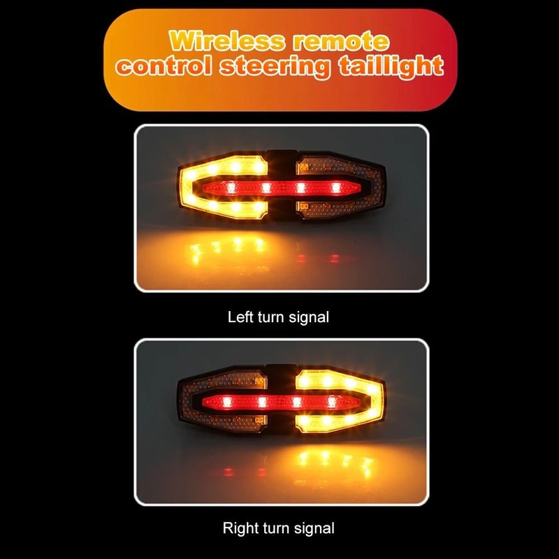 Solar LED Bicycle Turn Signal Taillight With Remote Control Type C Rechargeable 5